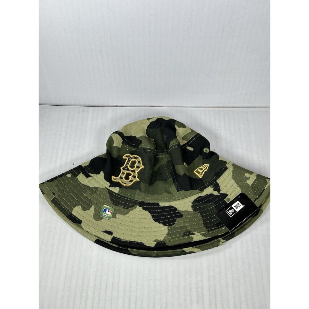 New Era Boston Red Sox Armed Forces Bucket Hat Cap One Size Green Camo MLB NWT